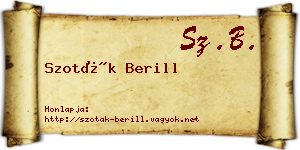 Szoták Berill névjegykártya